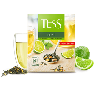 Зеленый чай с цедрой цитрусовых и ароматом лайма TESS Lime в пакетиках 100шт фото
