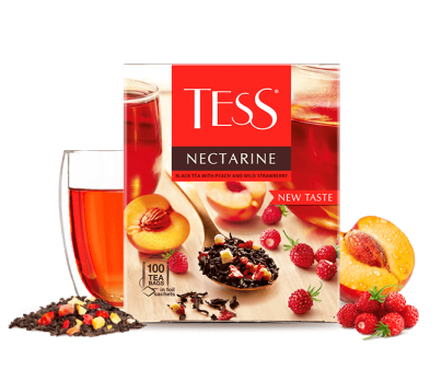 Черный чай с персиком и земляникой TESS Nectarine в пакетиках 100шт фото