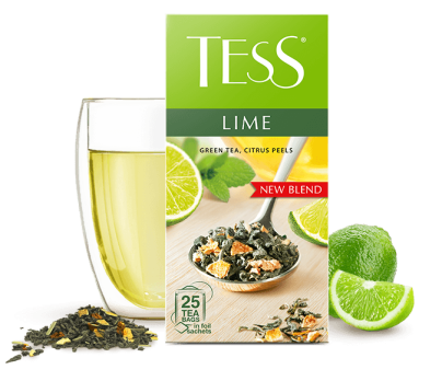 Зеленый чай с цедрой цитрусовых и ароматом лайма TESS Lime в пакетиках 25шт фото